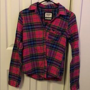 abercrombie pink plaid flannel